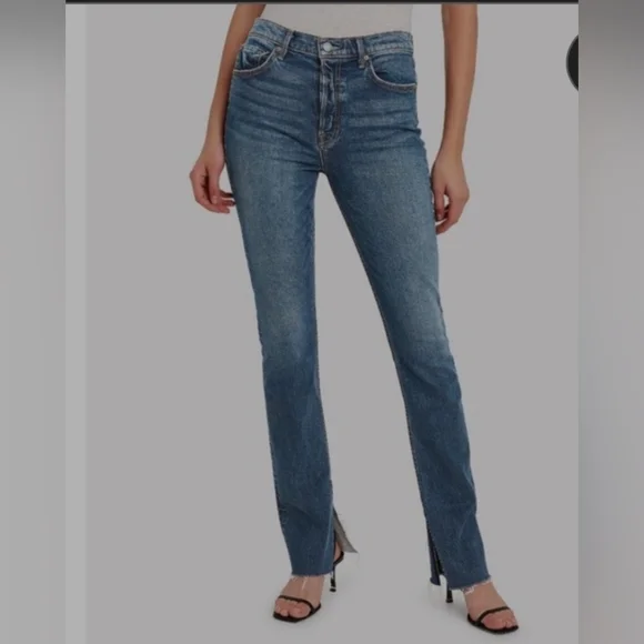 GRLFRND Split Hem 'Addison'‎ Jeans Beginners Luck Wash 24 Button Fly Made In USA - Picture 4 of 12